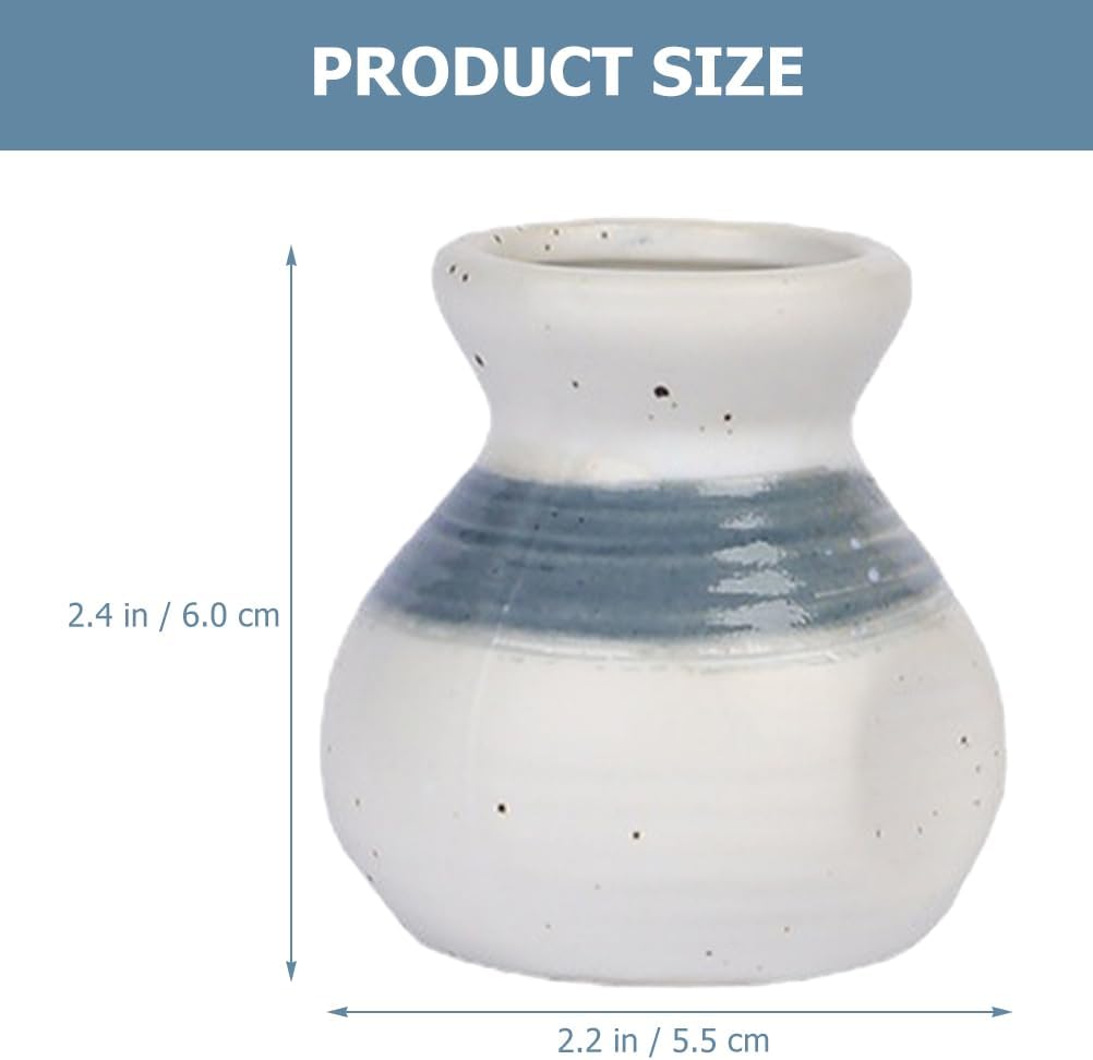 2 Pcs Ceramic Toothpick Holders Mini Storage Jars with Handmade Glaze for Dining Table, Coffee Table, Vanity, and Decorative Use