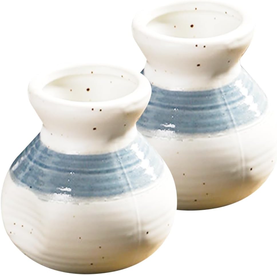 2 Pcs Ceramic Toothpick Holders Mini Storage Jars with Handmade Glaze for Dining Table, Coffee Table, Vanity, and Decorative Use