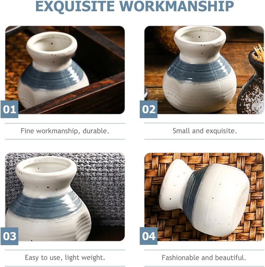2 Pcs Ceramic Toothpick Holders Mini Storage Jars with Handmade Glaze for Dining Table, Coffee Table, Vanity, and Decorative Use