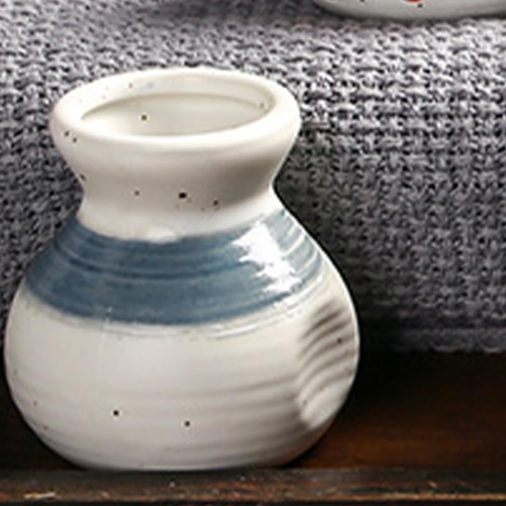 2 Pcs Ceramic Toothpick Holders Mini Storage Jars with Handmade Glaze for Dining Table, Coffee Table, Vanity, and Decorative Use