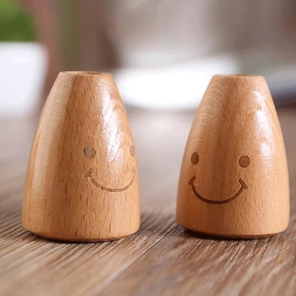 Wooden Smile Toothpick Holder Mini Portable Toothpick Jar Decorative Toothpick Box Tabletop Dispenser