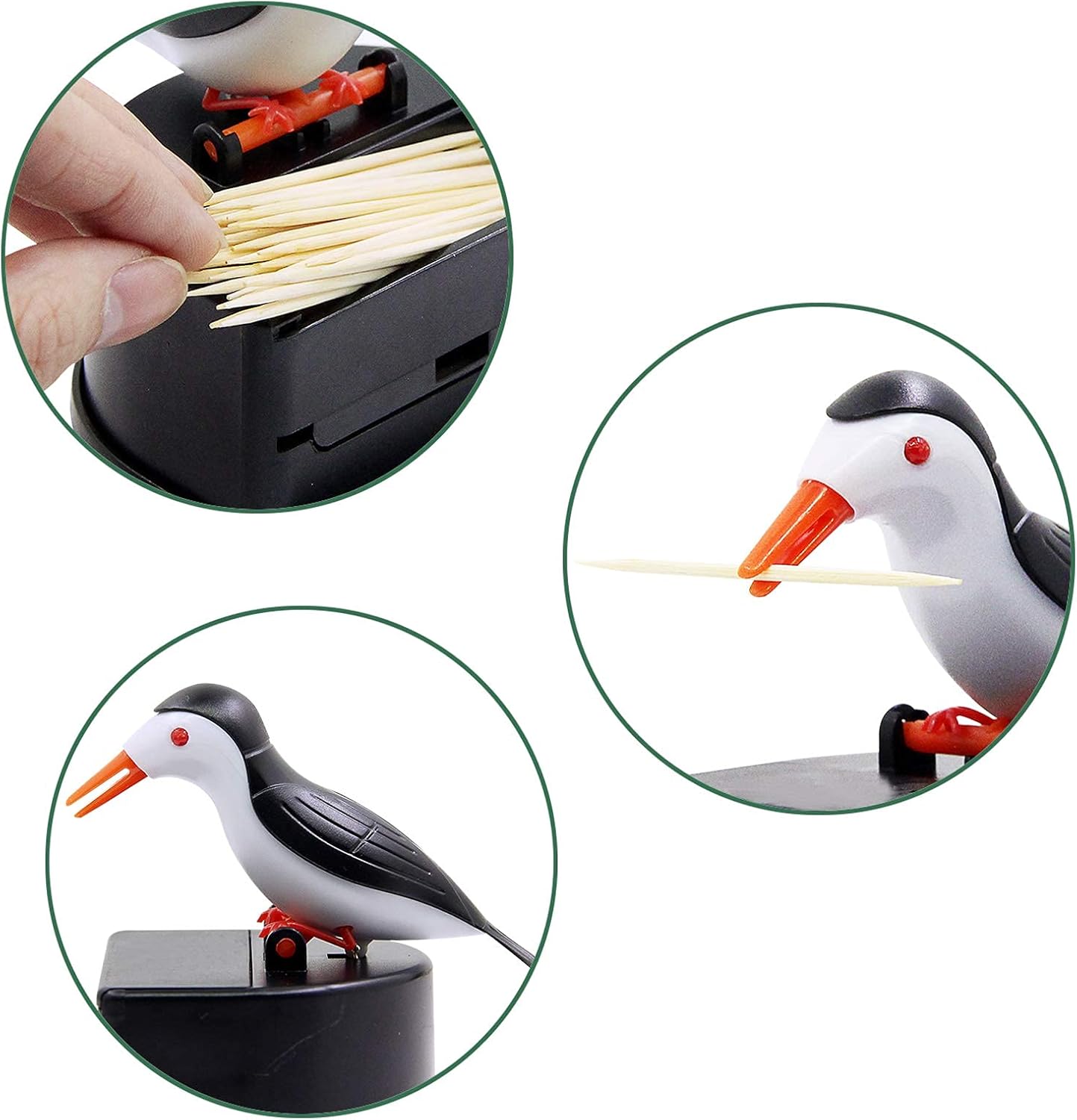 Creative Bird Toothpick Dispenser Automatic Toothpick Holder Cartoon Style Dustproof Storage Box for Dining Table and Home