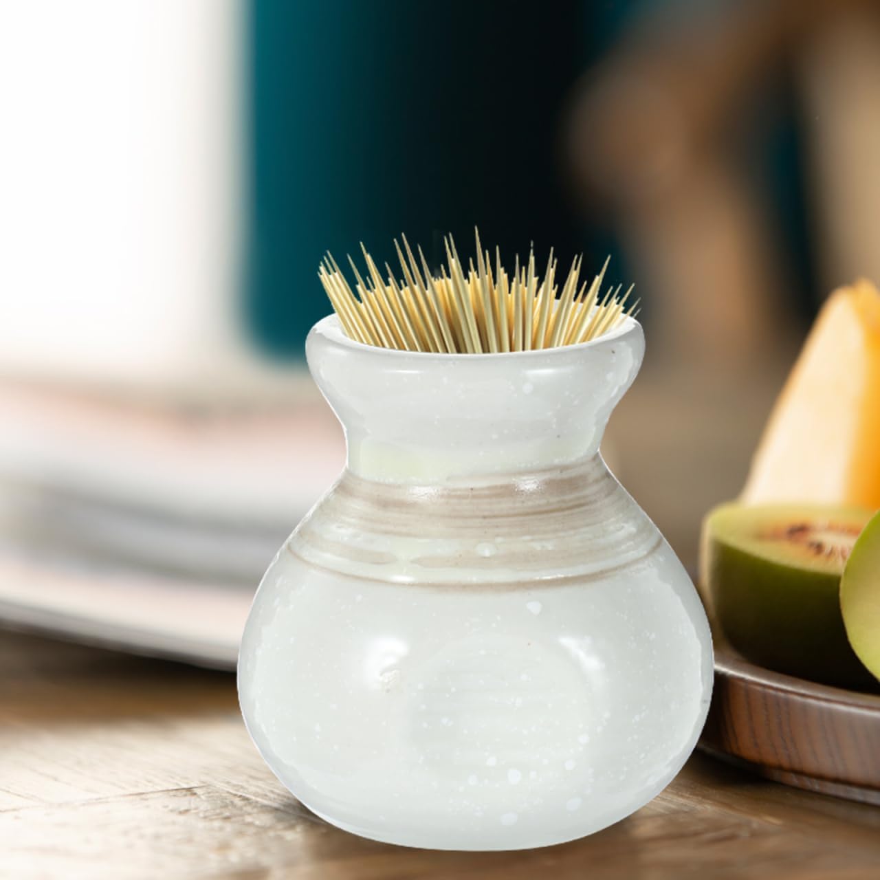 Ceramic Toothpick Holder Small Decorative Tabletop Toothpick Jar for Home, Dining Table, Coffee Table, and Office