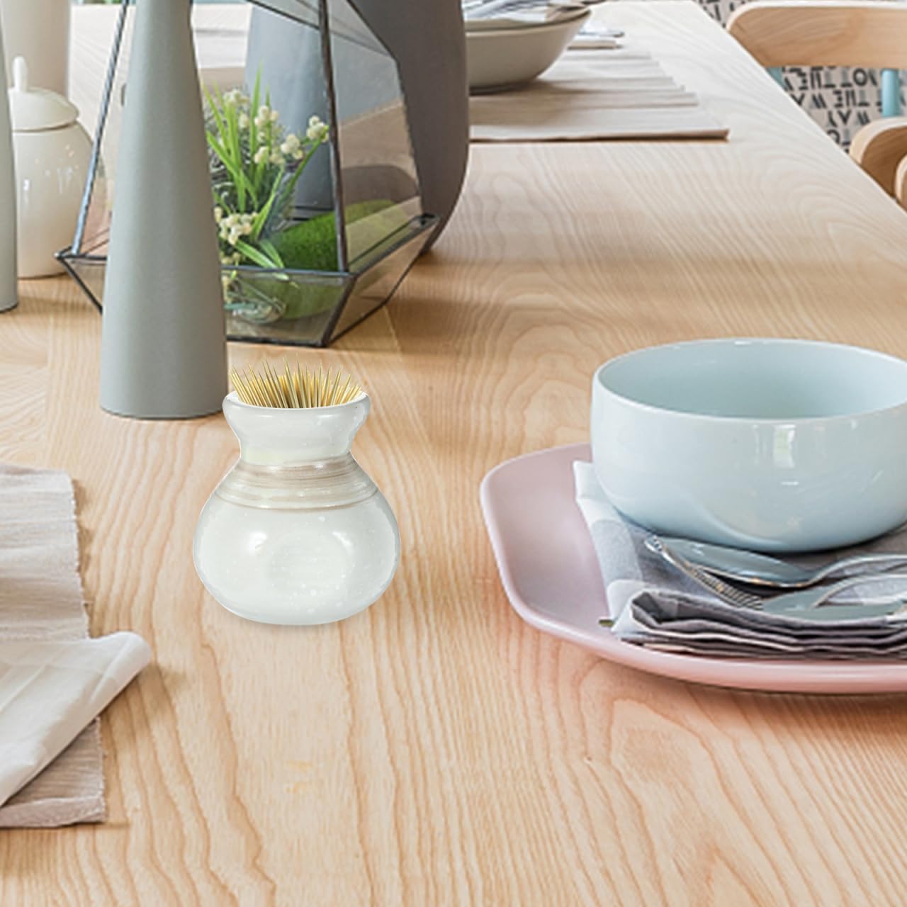 Ceramic Toothpick Holder Small Decorative Tabletop Toothpick Jar for Home, Dining Table, Coffee Table, and Office