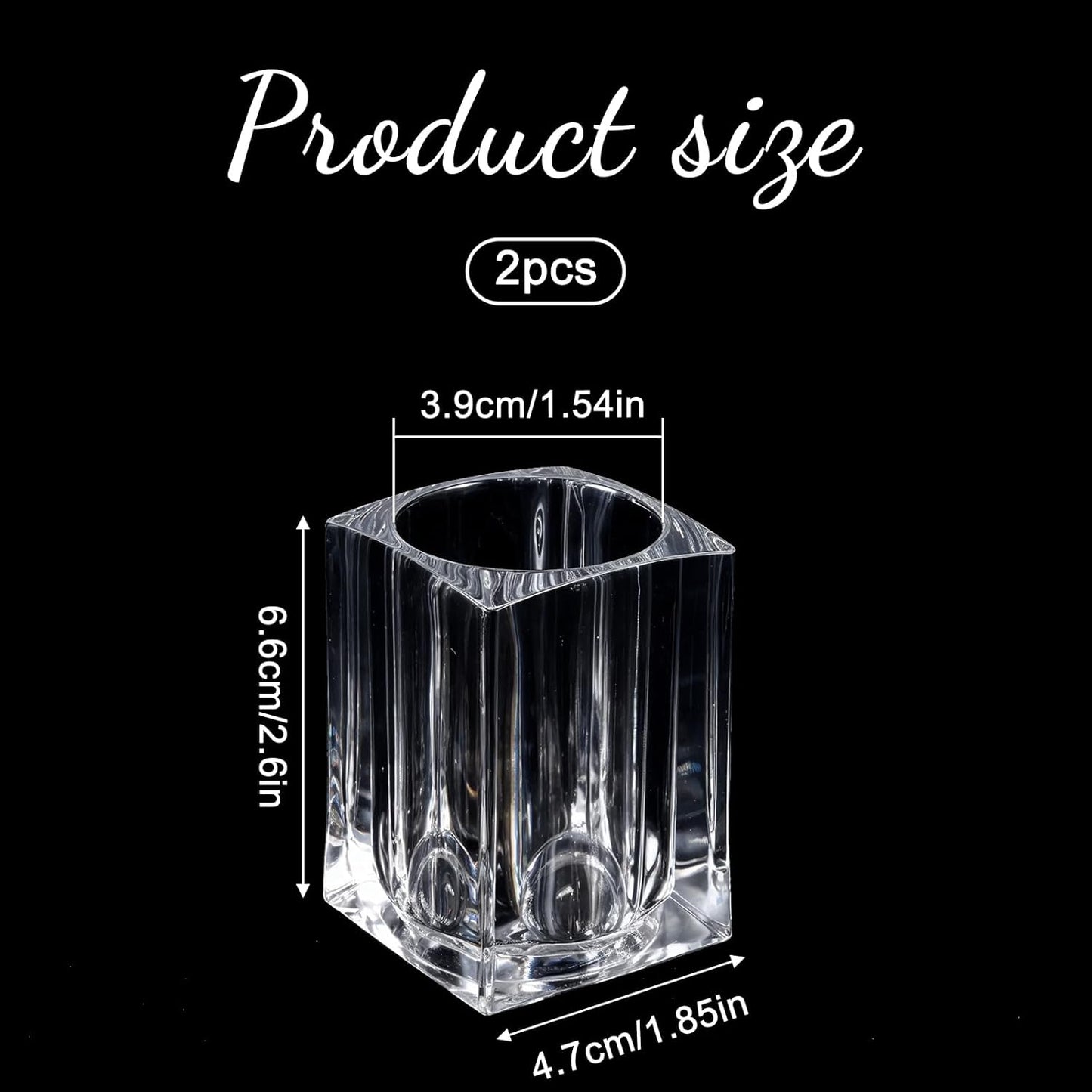2 Pcs Transparent Square Toothpick Holders Multi-Purpose Acrylic Storage Cups for Dining Table, Office, Bathroom, and Household Use