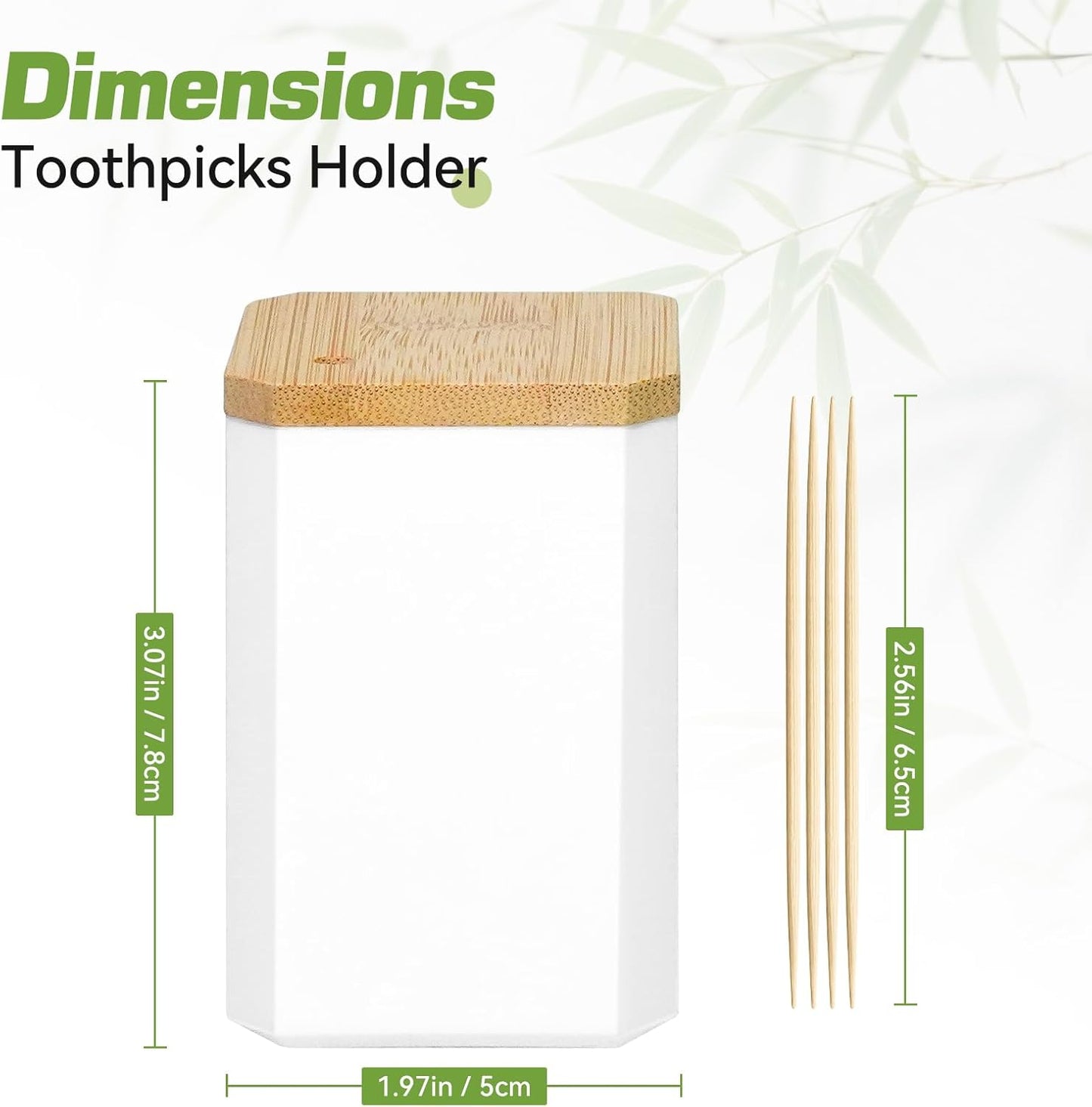 Toothpick Holder Set with 1200 Wooden Toothpicks Refillable Dispenser for Home, Dining Table, Office, and Restaurant