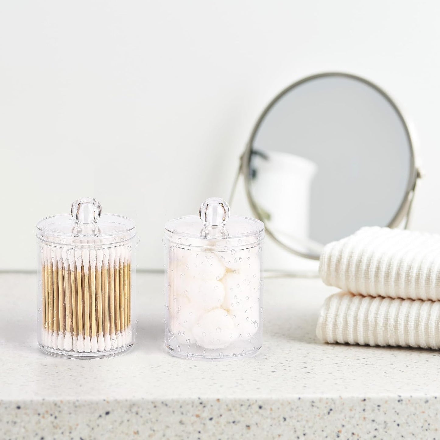 4 Pack Transparent Plastic Toothpick Holders with Lids Small Multipurpose Storage Jars for Dining Table, Kitchen, Bathroom, and Office