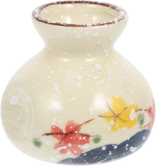 Mini Ceramic Toothpick Holder with Hand-Painted Floral Pattern Small Storage Jar for Dining Table, Coffee Table, and Decorative Use