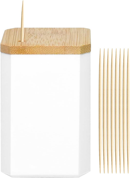 Toothpick Holder Set with 1200 Wooden Toothpicks Refillable Dispenser for Home, Dining Table, Office, and Restaurant