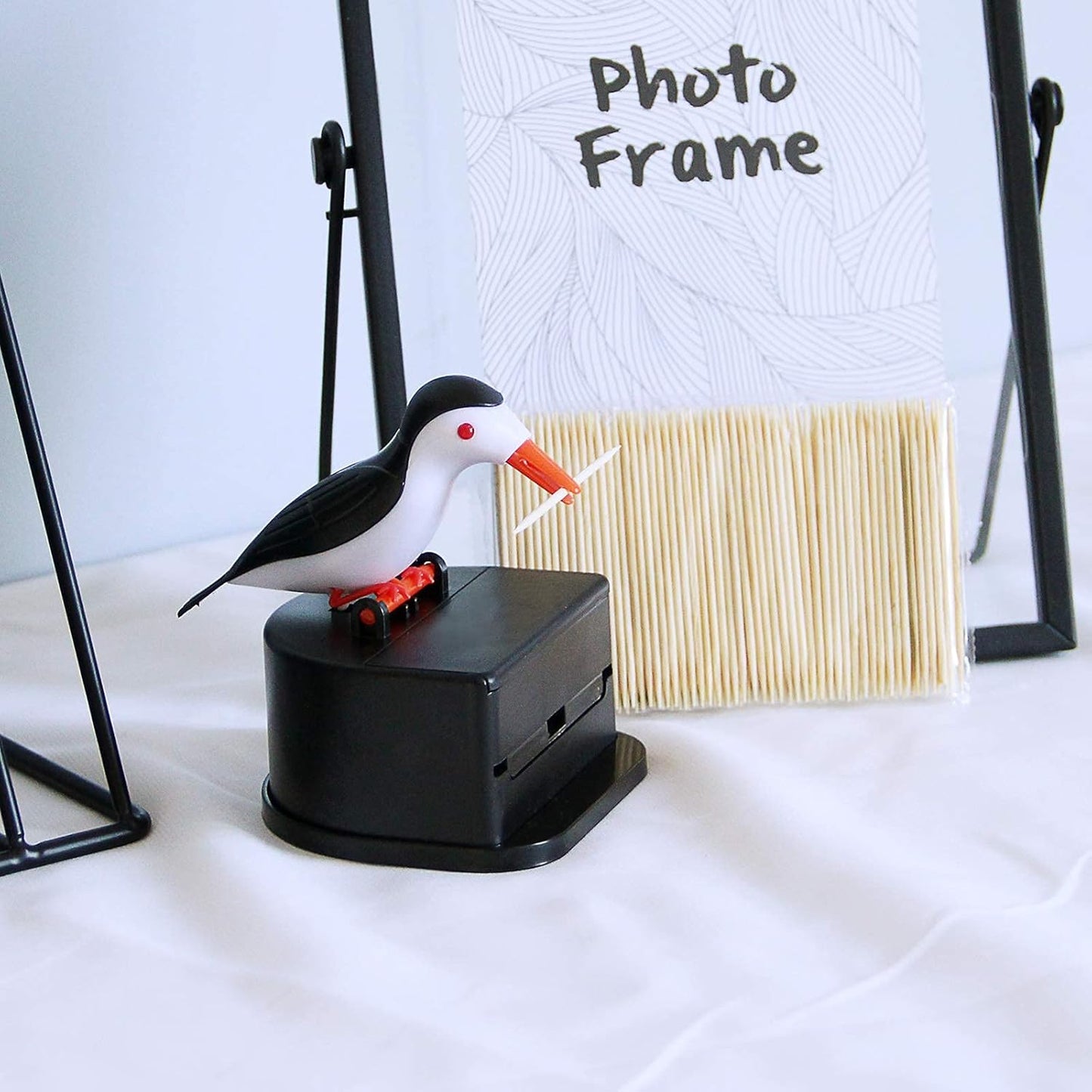 Creative Bird Toothpick Dispenser Automatic Toothpick Holder Cartoon Style Dustproof Storage Box for Dining Table and Home