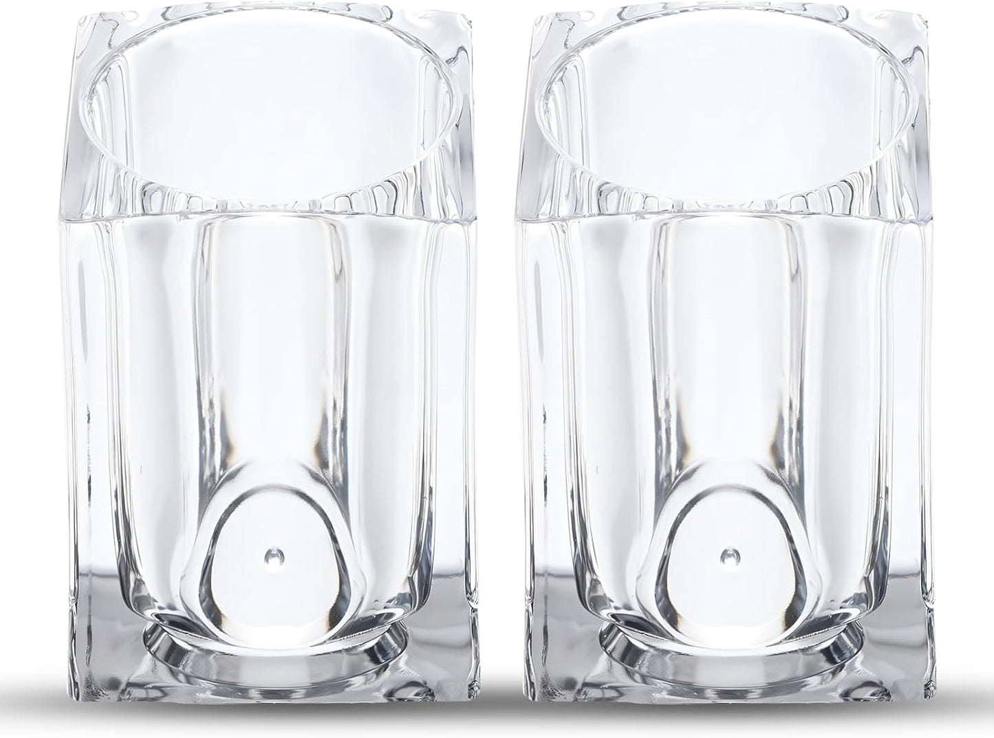 2 Pcs Transparent Square Toothpick Holders Multi-Purpose Acrylic Storage Cups for Dining Table, Office, Bathroom, and Household Use