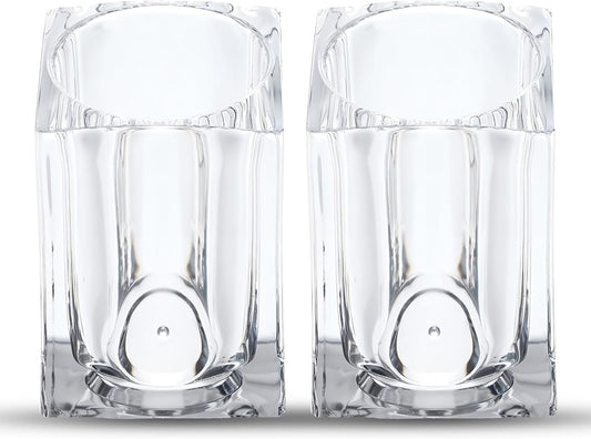 2 Pcs Transparent Square Toothpick Holders Multi-Purpose Acrylic Storage Cups for Dining Table, Office, Bathroom, and Household Use